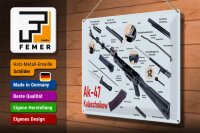 Blechschild Gewehr 40x30cm AK-47 Kalaschnikow Einzelteile