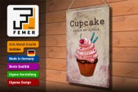Blechschild Spruch 30x40cm Cupcake einfach nur köstlich