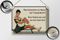 Blechschild Spruch 40x30cm 7-Gang-Menü Mann Wurst Bier
