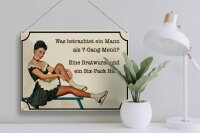 Blechschild Spruch 40x30cm 7-Gang-Menü Mann Wurst Bier