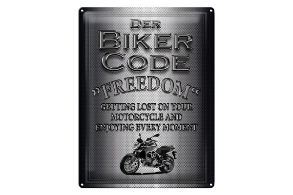 Blechschild Motorrad 30x40cm Biker Code Freedom getting