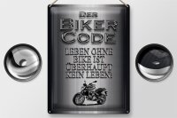 Blechschild Motorrad 30x40cm Biker Code leben ohne kein Leben