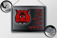 Blechschild Hinweis 40x30cm Hund will nicht nur spielen