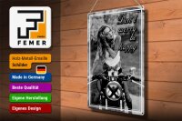 Blechschild Motorrad 30x40cm Biker Girl don´t worry happy