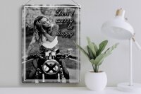 Blechschild Motorrad 30x40cm Biker Girl don´t worry happy