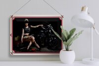 Blechschild Motorrad 40x30cm Biker Girl Pinup Frau Tattoo