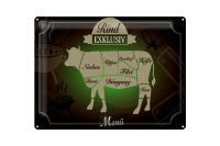Blechschild Fleisch 40x30cm Schnitte Rind exklusiv Menü