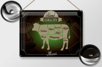 Blechschild Fleisch 40x30cm Schnitte Rind exklusiv Menü
