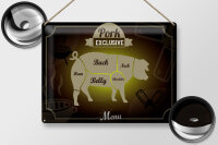 Blechschild Fleisch 40x30cm Schnitte Pork exklusive Menü