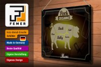 Blechschild Fleisch 40x30cm Schnitte Pork exklusive Menü