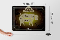 Blechschild Fleisch 40x30cm Schnitte Pork exklusive Menü
