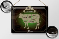 Blechschild Fleisch 40x30cm Schnitte Beef exklusive Menü