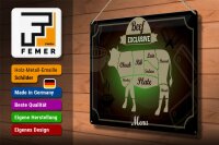 Blechschild Fleisch 40x30cm Schnitte Beef exklusive Menü