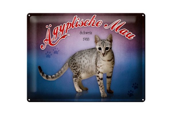 Blechschild Katze 40x30cm Ägyptische Mau Schweiz 1988