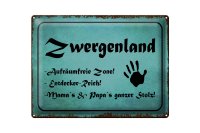 Blechschild Zwergenland 40x30cm Aufräumfreie Zone Reich