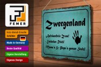 Blechschild Zwergenland 40x30cm Aufräumfreie Zone Reich