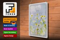 Blechschild Spruch 30x40cm Keep Calm and smile on Krone