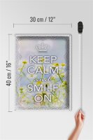 Blechschild Spruch 30x40cm Keep Calm and smile on Krone