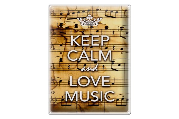 Blechschild Spruch 30x40cm Keep Calm and love music