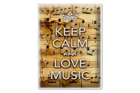 Blechschild Spruch 30x40cm Keep Calm and love music