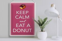 Blechschild Spruch 30x40cm Keep Calm and eat a donut