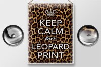 Blechschild Spruch 30x40cm Keep Calm love leopard print