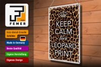 Blechschild Spruch 30x40cm Keep Calm love leopard print
