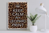 Blechschild Spruch 30x40cm Keep Calm love leopard print