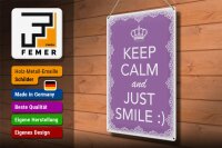 Blechschild Spruch 30x40cm Keep Calm and just smile:)