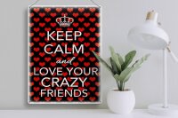 Blechschild Spruch 30x40cm Keep Calm and love crazy friends