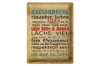 Blechschild Spruch 30x40cm Hausordnung sage bitte danke