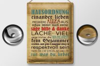 Blechschild Spruch 30x40cm Hausordnung sage bitte danke