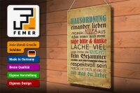 Blechschild Spruch 30x40cm Hausordnung sage bitte danke