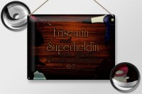 Blechschild Spruch 40x30cm Friseurin Superheldin