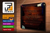 Blechschild Spruch 40x30cm Friseurin Superheldin