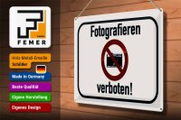 Blechschild Hinweis 40x30cm Fotografieren verboten