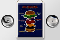 Blechschild Rezept 30x40cm Burger zum selber machen