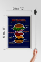 Blechschild Rezept 30x40cm Burger zum selber machen