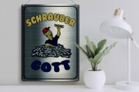 Blechschild Spruch 30x40cm Schrauber Gott Werkzeug