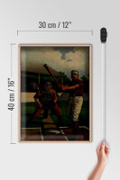 Blechschild Retro 30x40cm Baseball USA Schlagmann