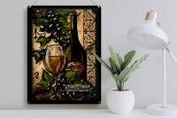 Blechschild Kunst 30x40cm Stillleben Vino Bianco Weißwein