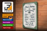 Blechschild Spruch 30x40cm Mom`s Kitchen Hours Operation