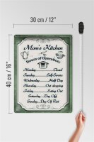 Blechschild Spruch 30x40cm Mom`s Kitchen Hours Operation