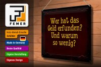 Blechschild Spruch 40x30cm wer hat das Geld erfunden und