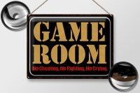 Blechschild Spruch 40x30cm Game room no cheating no fighting