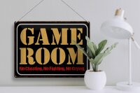 Blechschild Spruch 40x30cm Game room no cheating no fighting