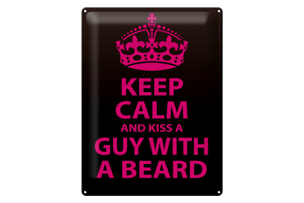 Blechschild Spruch 30x40cm Keep Calm and kiss guy with a beard