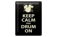 Blechschild Spruch 30x40cm Keep calm and drum on Geschenk