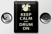 Blechschild Spruch 30x40cm Keep calm and drum on Geschenk