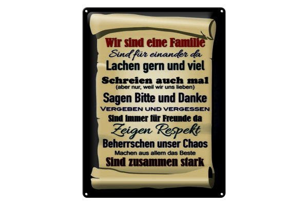 Blechschild Spruch 30x40cm wir sind eine Familie zusammen